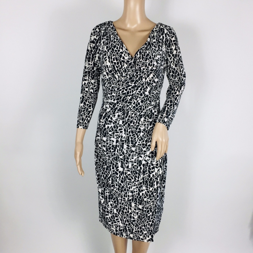 Lauren by Ralph Lauren black white Wrap Dress 4
